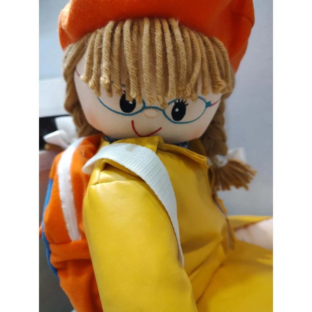 Vtg Amy‎ Lyn Doll backpack Rain Coat Beanie Braids Blonde Adjustable Y2K